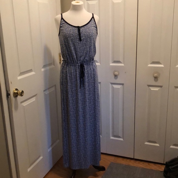 Calvin Klein Jeans co. Cinch waist maxi dress size medium blue white black COMFY - Picture 1 of 11
